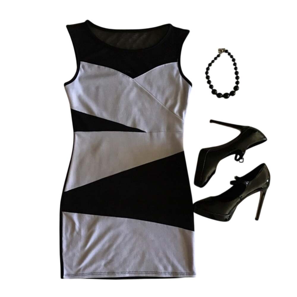 Black and white party dress
